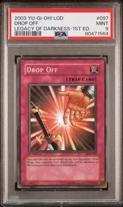 2003 Yu-Gi-Oh! LOD Legacy of Darkness 1st Edition #097 Drop Off PSA 9 MINT - Image 2