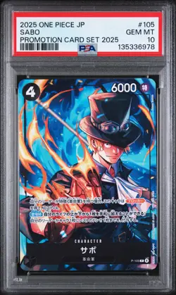 2025 ONE PIECE JPN PROMOTION CARD SET 2025 #105 SABO PSA 10 - Image 1