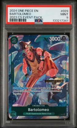 2024 ONE PIECE CHAMP 2023 EVENT PACK #029 BARTOLOMEO PSA 9 - Image 1