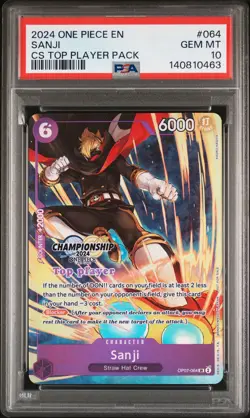 2024 ONE PIECE CHAMP 2024 TOP PLAYER PACK #064 SANJI PSA 10 - Image 1