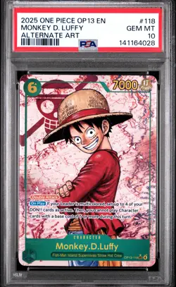 2025 ONE PIECE OP13-CARRYING ON HIS WILL ALTERNATE ART 118 MONKEY D LUFFY PSA 10 - Image 1