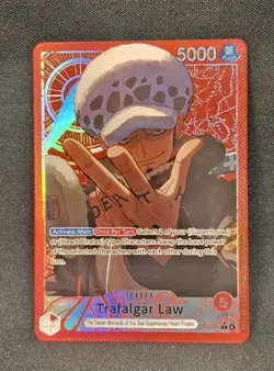 One Piece The Azure Sea's Seven Trafalgar Law OP14-001 Alternate Art Leader Foil - Image 1