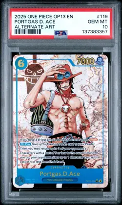 2025 ONE PIECE ENGLISH PORTGAS D. ACE OP13 ALTERNATE ART PSA 10 #119 G34 - Image 1