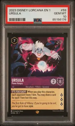 2023 DISNEY LORCANA EN 1-THE FIRST CHAPTER #59 URSULA - POWER HUNGRY PSA 10 - Image 1