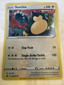 2021 Snorlax SWSH119 Pokemon Holographic Rare Black Star Promo Card Near Mint - Image 1