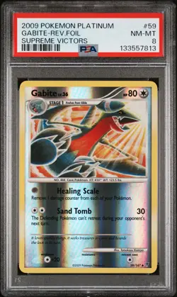 2009 POKEMON PLATINUM SUPREME VICTORS #59 GABITE-REVERSE FOIL PSA 8 - Image 1
