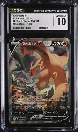 2022 Pokemon TCG Charizard V Alt Art 154/172 CGC 10 GEM MINT Brilliant Stars - Image 1
