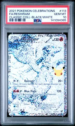 2021 POKEMON CELEBRATIONS CLASSIC COLLECTION #113 FULL ART/RESHIRAM PSA 10 - Image 1