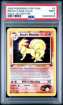 Pokemon 2000 Brock's Ninetales 1st Edition Gym Challenge Holo PSA 9 Head Swirl🌀 - Image 1