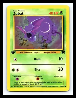 💥 Zubat 1st Edition Pokemon TCG 2000 Team Rocket Set Non HOLO # 64/82 - Image 1