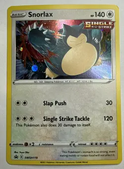2021 Snorlax Cosmos Holo Black Star PROMO SWSH119 Pokemon Card TCG Near Mint - Image 1