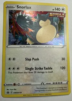 2021 Snorlax Cosmos Holo Black Star PROMO SWSH119 Pokemon Card TCG Near Mint - Image 2
