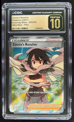 2021 Pokemon SWSH Evolving Skies Zinnia's Resolve PRISTINE #203/203 CGC 10 - Image 1