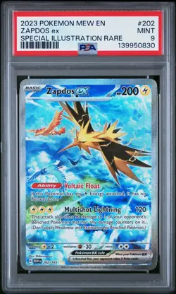 PSA 9 Zapdos ex SIR Pokemon 151 SV 202/165 Special Illustration Rare Card Mew - Image 1