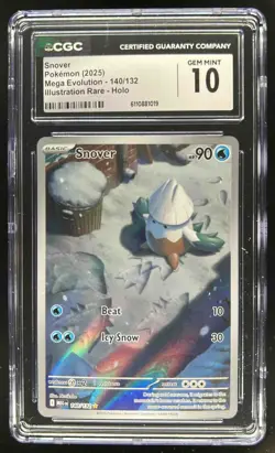 2025 Pokemon Mega Evolution Snover Illustration Rare #140/132 CGC 10 - Image 1