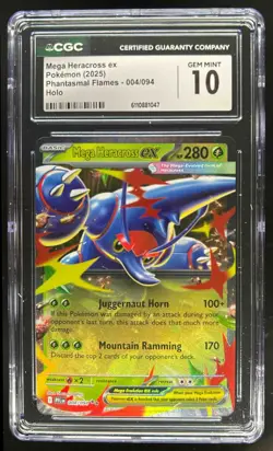 2025 Pokemon Phantasmal Flames Mega Heracross ex Double Rare #004/094 CGC 10 - Image 1