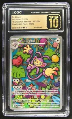 2025 Pokemon Phantasmal Flames Ambipom PRISTINE Illustration Rare 107/094 CGC 10 - Image 1