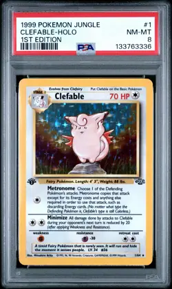 1999 POKEMON JUNGLE 1ST EDITION #1 CLEFABLE-HOLO PSA 8 - Image 1