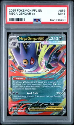 2025 POKEMON PFL EN-PHANTASMAL FLAMES #056 MEGA GENGAR EX PSA 9 - Image 1