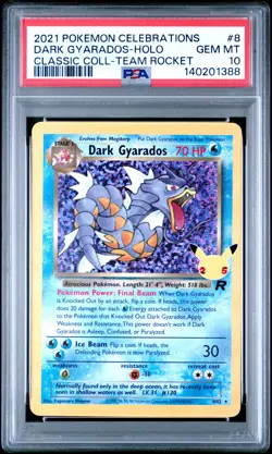 2021 POKEMON CELEBRATIONS CLASSIC COLLECTION #8 DARK GYARADOS-HOLO PSA 10 - Image 1
