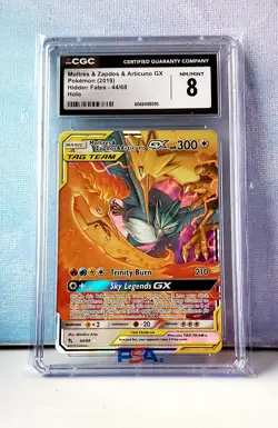 2019 Pokemon Moltres & Zapdos & Articuno GX - 44/68 Hidden Fates CGC 8 - Image 1