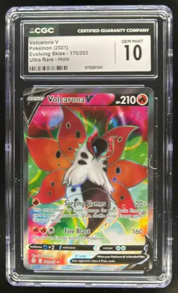 2021 Pokemon SWSH Evolving Skies Volcarona V #170/203 CGC 10 - Image 1