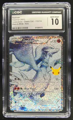 2021 Pokemon SWSH Celebrations Reshiram Classic Collection #113/114 CGC 10 - Image 1
