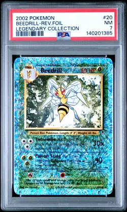 2002 POKEMON LEGENDARY COLLECTION #20 BEEDRILL-REVERSE FOIL PSA 7 - Image 1