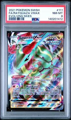 2021 POKEMON SWORD & SHIELD EVOLVING SKIES #111 FULL ART/RAYQUAZA VMAX PSA 8 - Image 1