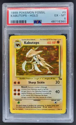 1999 Pokemon Fossil Kabutops #9/62 Holo PSA 6 CG4 - Image 1