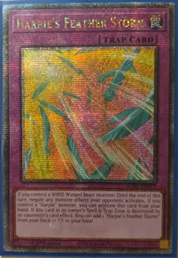 YuGiOh Harpie's Feather Storm Quarter Century Secret Rare 1st Edition RA01-EN073 - Image 1