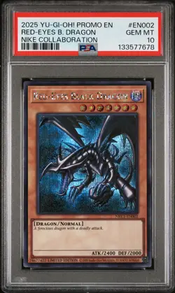 2025 YU-GI-OH! NIKE COLLABORATION PROMO #EN002 RED-EYES BLACK DRAGON PSA 10 - Image 1