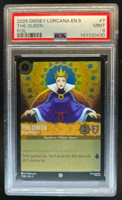 2025 Disney Lorcana The Queen Regal Monarch Foil #7/204 PSA 9 MINT - Image 1