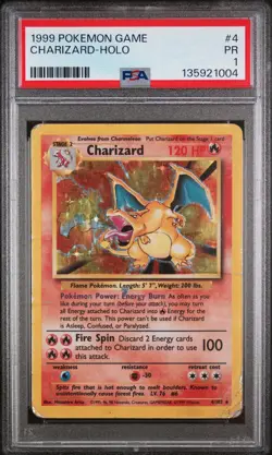 PSA 1 Charizard Holo 1999 Base Set 4/102 Pokemon Card - Image 1