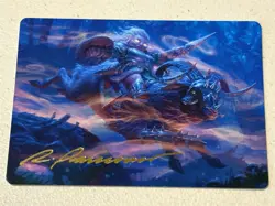 mtg gold signature stamped art card Bristlebane Outrider, Lorwyn Eclipsed,18/54 - Image 1