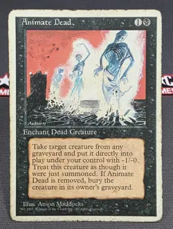 MTG Animate Dead- DAMAGED -4th Edition Magic the Gathering Card # 118 - Image 1