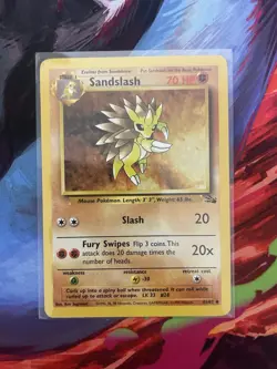 Sandslash 41/62 Fossil Unlimited Regular Uncommon 70 HP English Pokemon TCG Card - Image 1