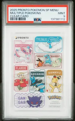 2025 PRONTO POKEMON SPECIAL MENU POKEMON ORIGINAL CLEAR CARD PSA 9 - Image 1