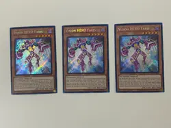 Yugioh Vision HERO Faris x 3 - 1st Edition Secret Rare NM - Free Holo Card - Image 1