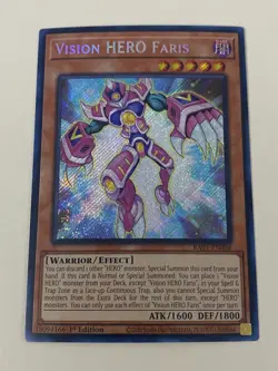 Yugioh Vision HERO Faris x 3 - 1st Edition Secret Rare NM - Free Holo Card - Image 3