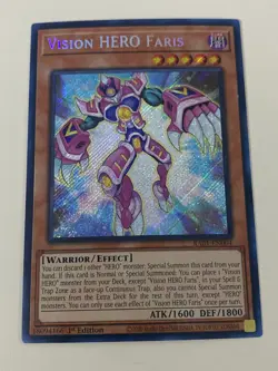 Yugioh Vision HERO Faris x 3 - 1st Edition Secret Rare NM - Free Holo Card - Image 4