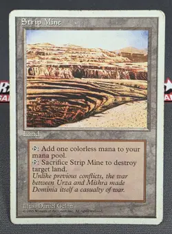 MTG Strip Mine- DAMAGED -4th Edition Magic the Gathering Card # 363 - Image 1