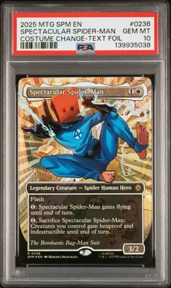 2025 MTG MARVEL'S SPIDER-MAN BORDERLESS-TEXTURED SPECTACULAR SPIDER-MAN PSA 10 - Image 1