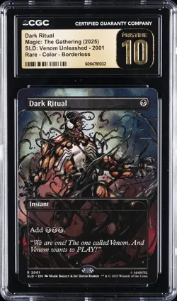 2025 MTG SLD: VENOM UNLEASHED RARE COLOR BORDERLESS DARK RITUAL CGC 10 PRISTINE - Image 1