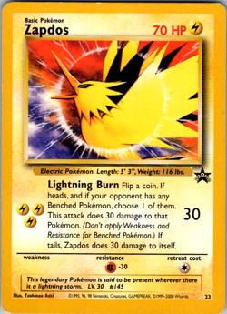 Pokemon Card Zapdos #23 WoTC Promo Black Star - Image 1