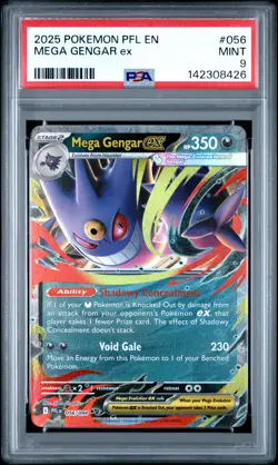 2025 POKEMON PFL EN-PHANTASMAL FLAMES #056 MEGA GENGAR EX PSA 9 - Image 1