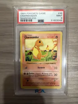 1999 Pokemon Shadowless Charmander PSA 9 Mint #46 - Image 1
