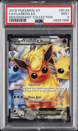 2016 POKEMON XY GENERATIONS RADIANT COLLECTION #RC28 FULL ART/FLAREON EX PSA 9 - Image 1
