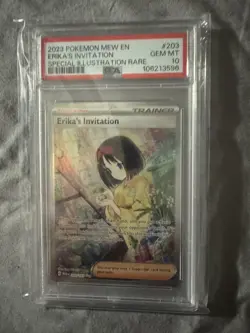 Pokemon Erika's Invitation 151 MEW EN Special Illustration Rare #203 PSA 10 - Image 1