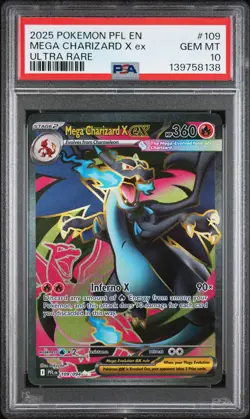 2025 POKEMON PFL EN-PHANTASMAL FLAMES ULTRA RARE #109 MEGA CHARIZARD X EX PSA 10 - Image 1